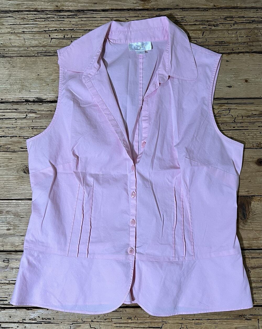Ann Taylor Loft Women’s Size 8 Light Pink Sleeveless Button Front Tank